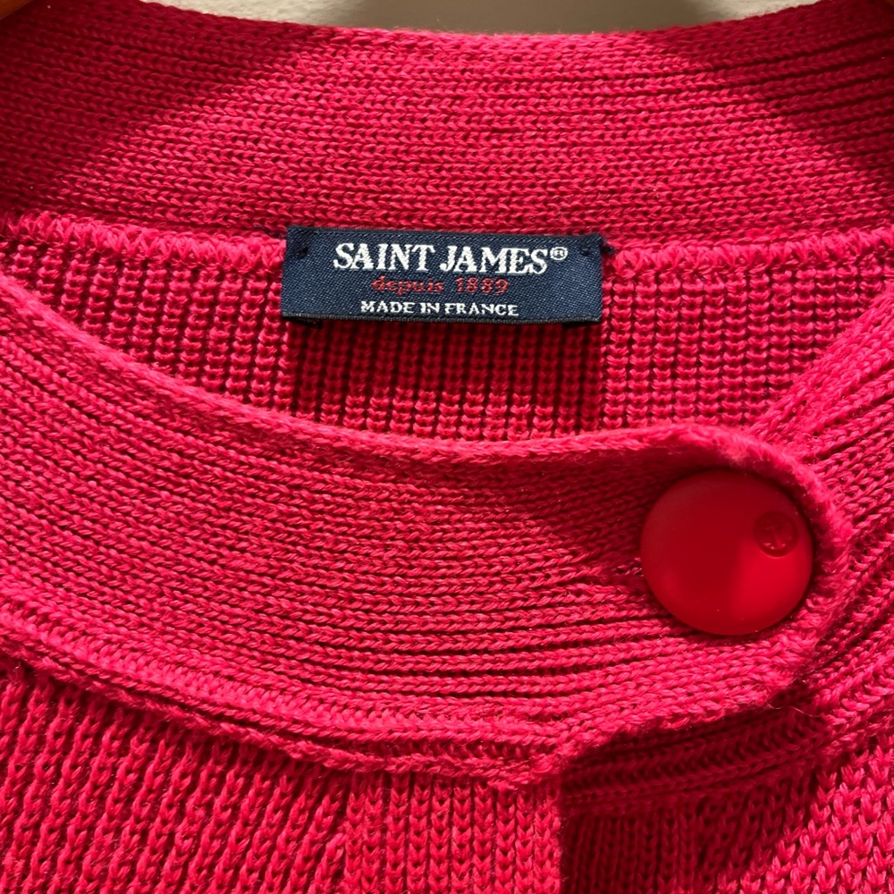 Saint James Pink Button Front Wool Blend Cardigan Nautical Sz 8 - Picture 11 of 14
